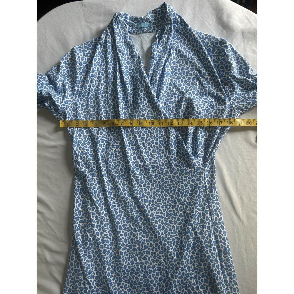 J. McLaughlin Catalina Cloth Faux Wrap Sheath Dress Womens Size Large Blue White - Picture 7 of 10